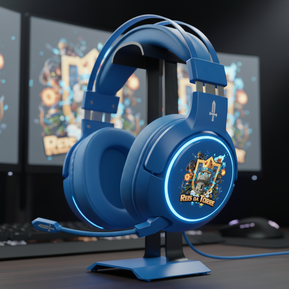 Headset Gamer Oficial Reis da Torre Rgb azul