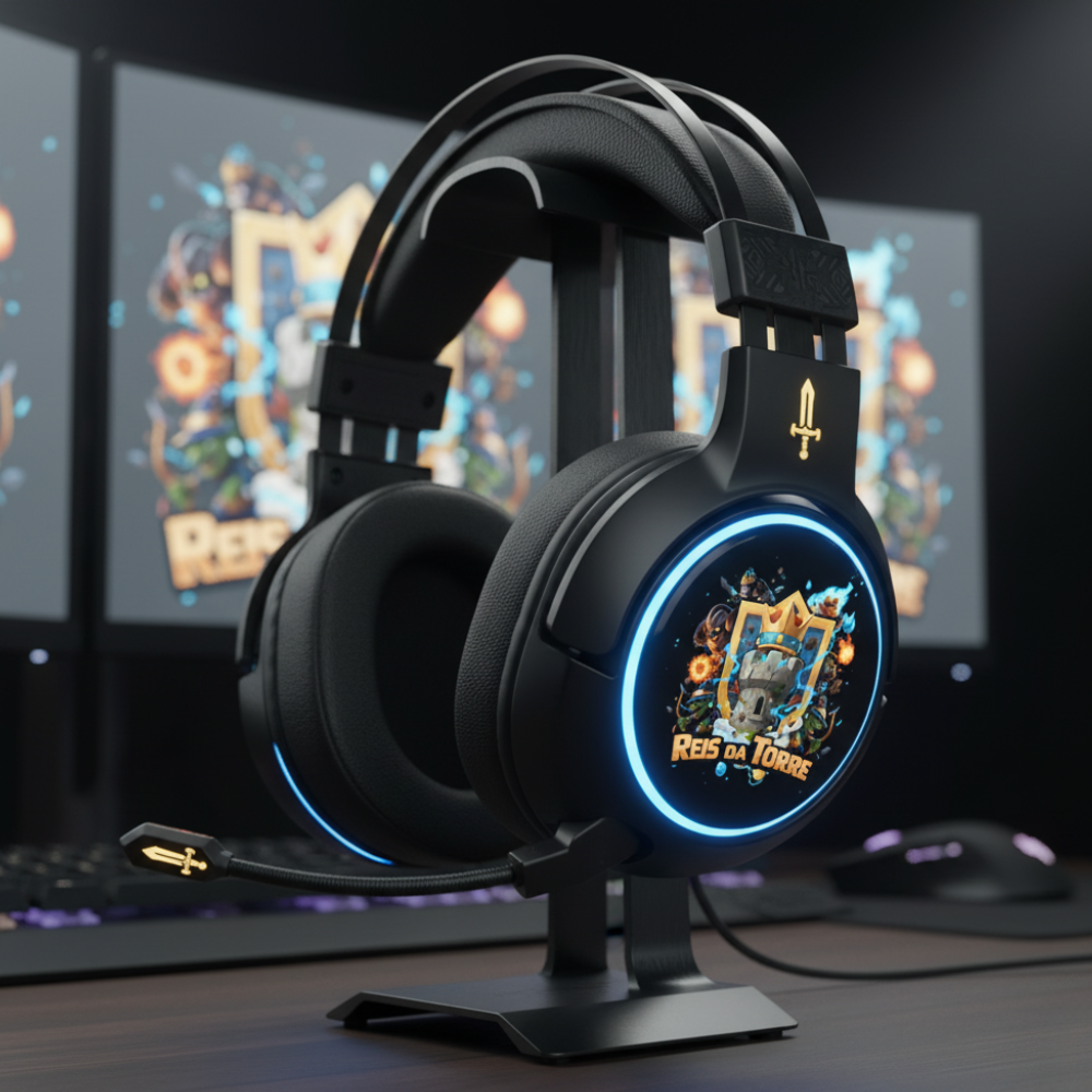 Headset Gamer Oficial Reis da Torre Rgb preto